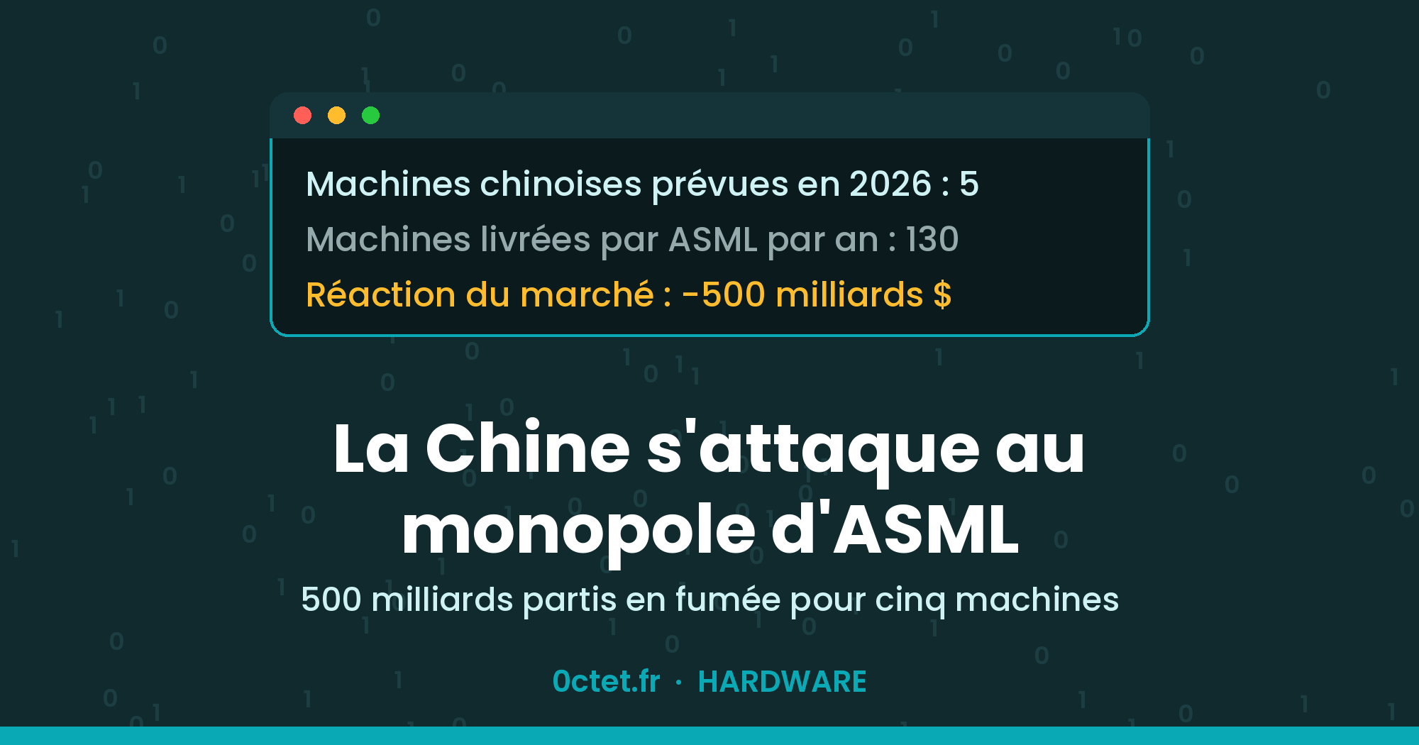 500 milliards partis en fumée pour cinq machines : la Chine s'attaque au monopole d'ASML